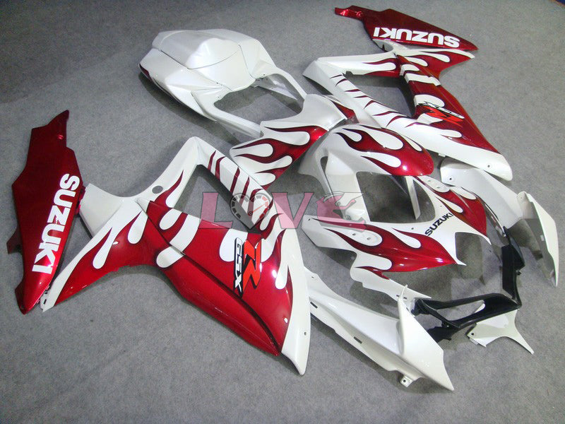 Flame - Red White Fairings and Bodywork For 2008-2010 GSX-R600 #LF6220