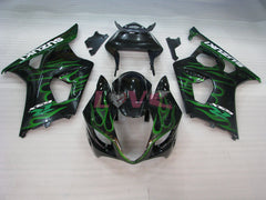 Flame - Green Black Fairings and Bodywork For 2003-2004 GSX-R1000 #LF6033