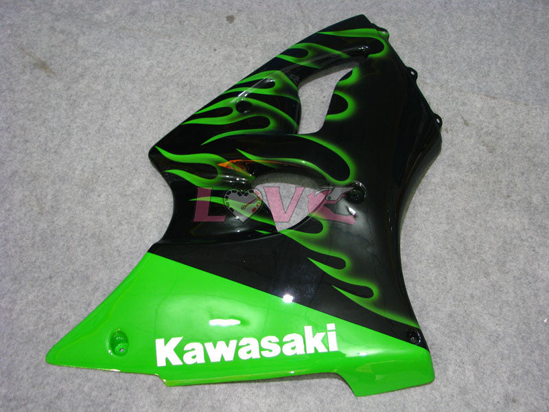 Flame - Green Black Fairings and Bodywork For 2000-2002 NINJA ZX-6R #LF3334