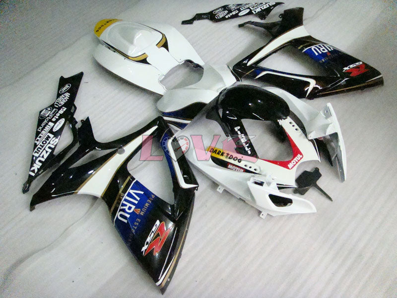 MOTUL VIRU - White Black Fairings and Bodywork For 2006-2007 GSX-R600 #LF6252