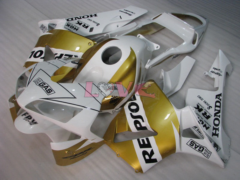 Repsol - White Gold Fairings and Bodywork For 2003-2004 CBR600RR #LF5358