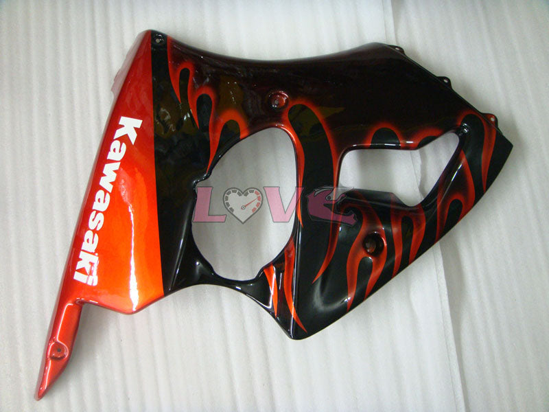 Flame - White Black Fairings and Bodywork For 2000-2002 NINJA ZX-6R #LF6146