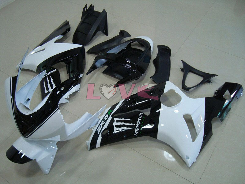 Monster - White Black Fairings and Bodywork For 2003-2004 NINJA ZX-6R #LF6047