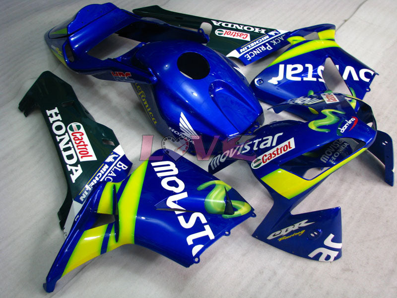 Movistar - Yellow Blue Fairings and Bodywork For 2003-2004 CBR600RR #LF5384