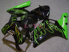 Flame - Green Black Fairings and Bodywork For 2003-2004 NINJA ZX-6R #LF6059
