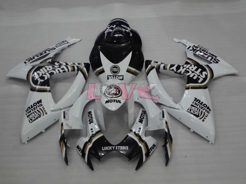 Lucky Strike - White Black Fairings and Bodywork For 2006-2007 GSX-R750 #LF6530