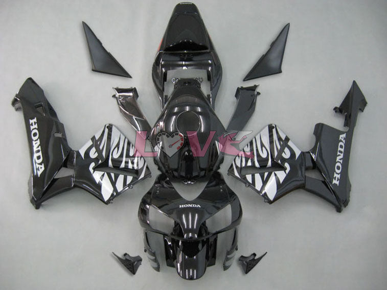 Flame - Black Silver Fairings and Bodywork For 2003-2004 CBR600RR #LF5410