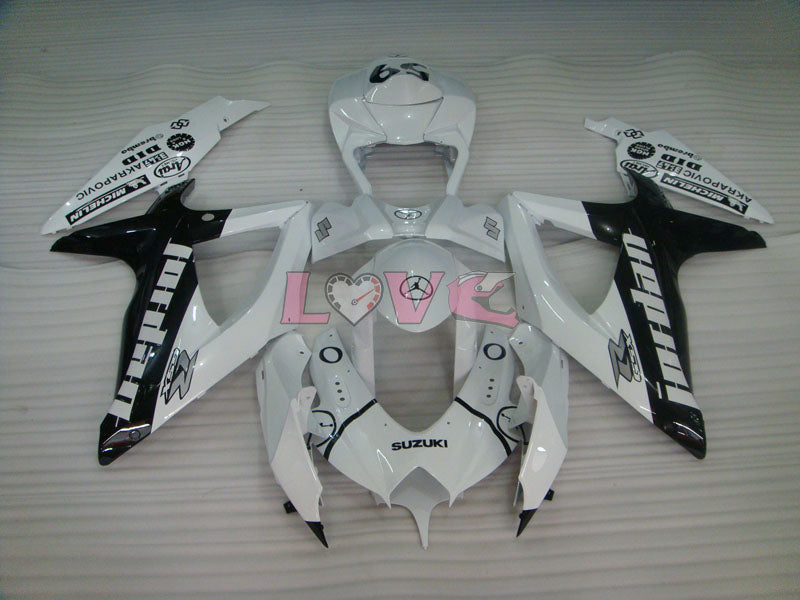 Jordan - White Black Fairings and Bodywork For 2008-2010 GSX-R600 #LF3968