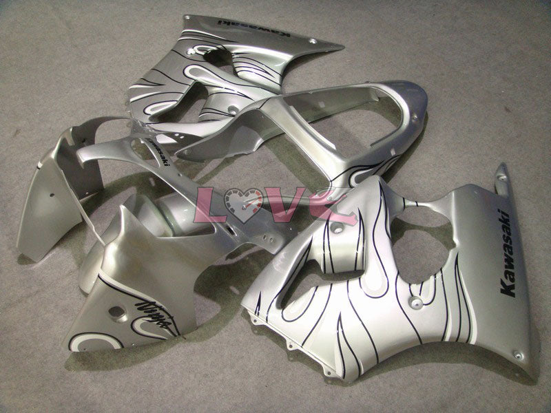 Flame - White Silver Fairings and Bodywork For 2000-2002 NINJA ZX-6R #LF6150