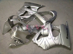 Flame - White Silver Fairings and Bodywork For 2000-2002 NINJA ZX-6R #LF6150
