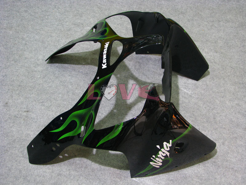 Flame - Green Black Fairings and Bodywork For 2000-2002 NINJA ZX-6R #LF3334