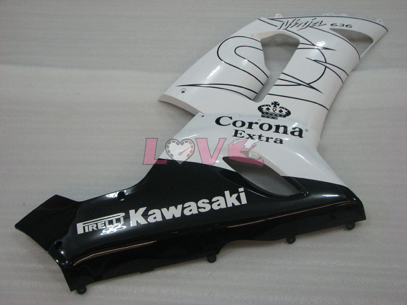 Corona - White Black Fairings and Bodywork For 2005-2006 NINJA ZX-6R #LF3308