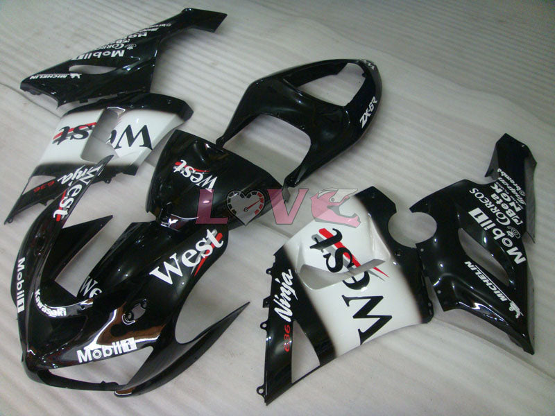 West - White Black Fairings and Bodywork For 2005-2006 NINJA ZX-6R #LF3304