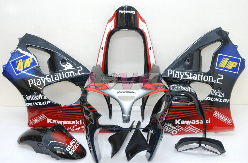 Play Station - Red Black Fairings and Bodywork For 2000-2002 NINJA ZX-6R #LF6119