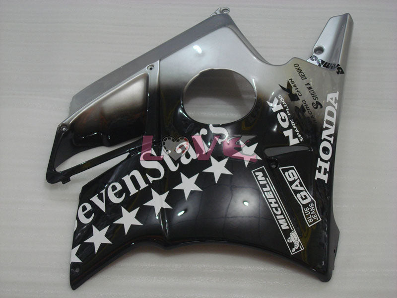 SevenStars - Black Silver Fairings and Bodywork For 1991-1994 CBR600F2 #LF4837