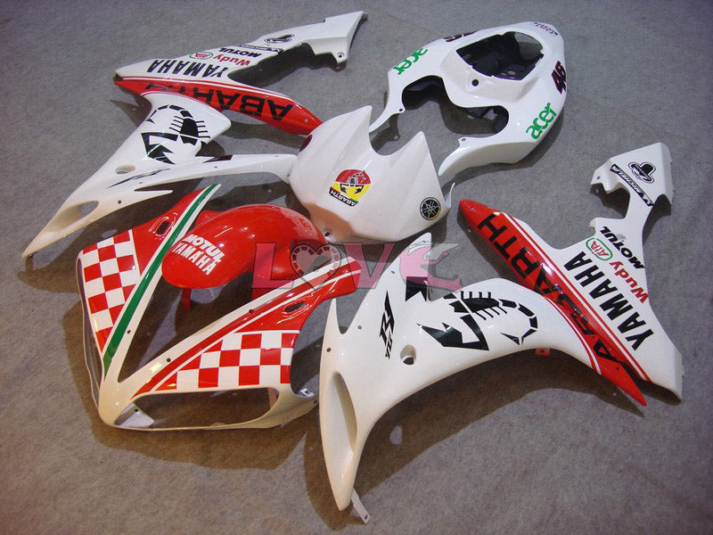 ABARTH - Red White Matte Fairings and Bodywork For 2004-2006 YZF-R1 #LF7014