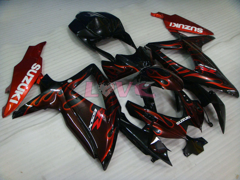 Flame - Red Black Fairings and Bodywork For 2008-2010 GSX-R750 #LF3930