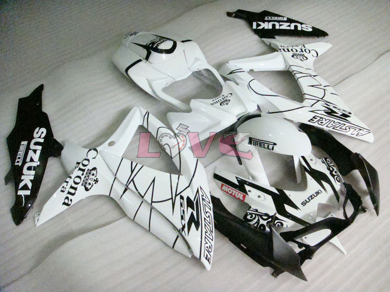 Corona - White Black Fairings and Bodywork For 2008-2010 GSX-R600 #LF3946