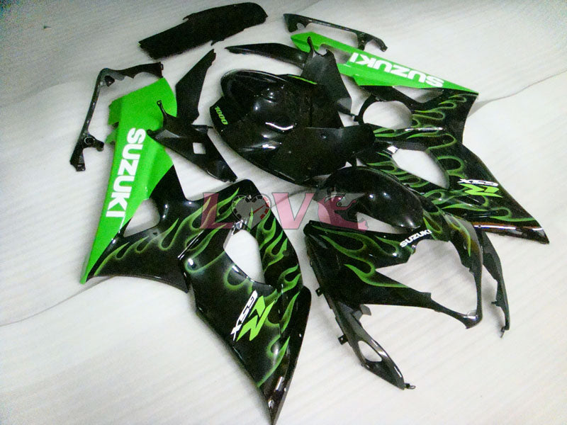 Flame - Green Black Fairings and Bodywork For 2005-2006 GSX-R1000 #LF5902