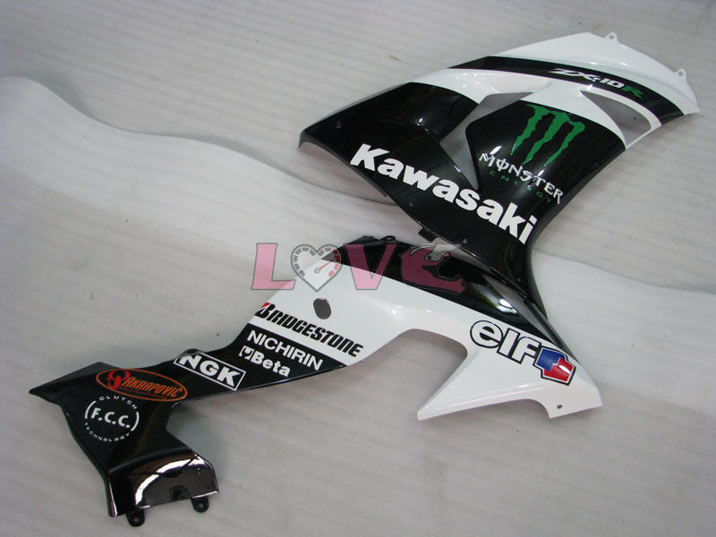 Monster - White Black Fairings and Bodywork For 2006-2007 NINJA ZX-10R #LF6228