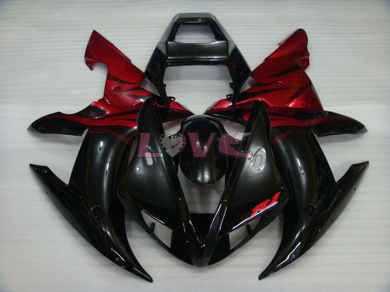 Flame - Red Black Fairings and Bodywork For 2002-2003 YZF-R1 #LF3593