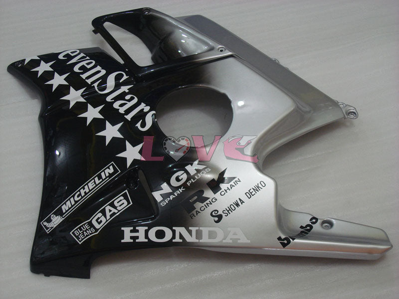 SevenStars - Black Silver Fairings and Bodywork For 1991-1994 CBR600F2 #LF4837