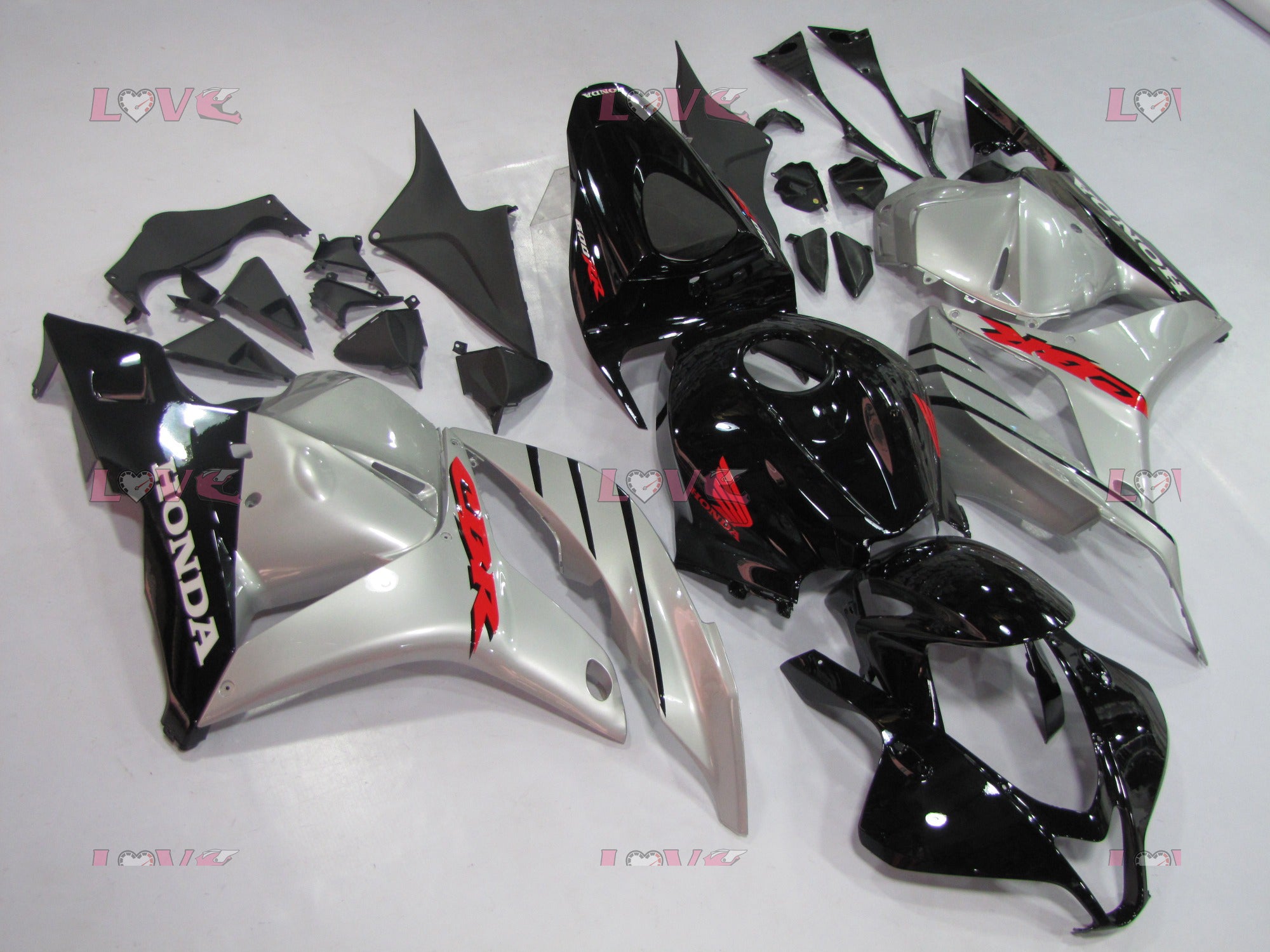 SevenStars - Black Silver Fairings and Bodywork For 2009-2012 CBR600RR #LF7364