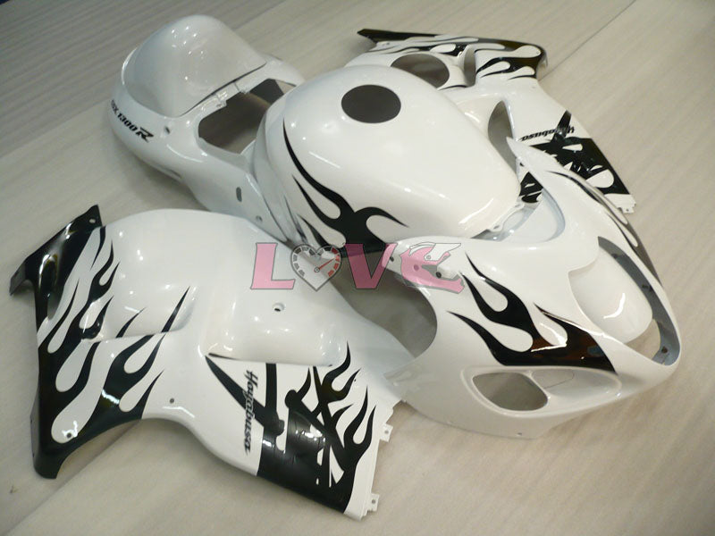 Flame - White Black Fairings and Bodywork For 1999-2007 Hayabusa #LF3752