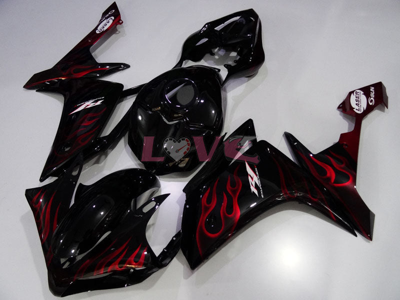 Flame - Red Black Fairings and Bodywork For 2007-2008 YZF-R1 #LF3662