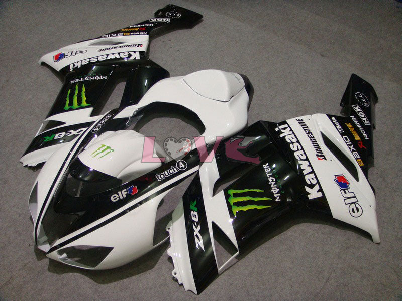 Monster - White Black Fairings and Bodywork For 2007-2008 NINJA ZX-6R #LF5915