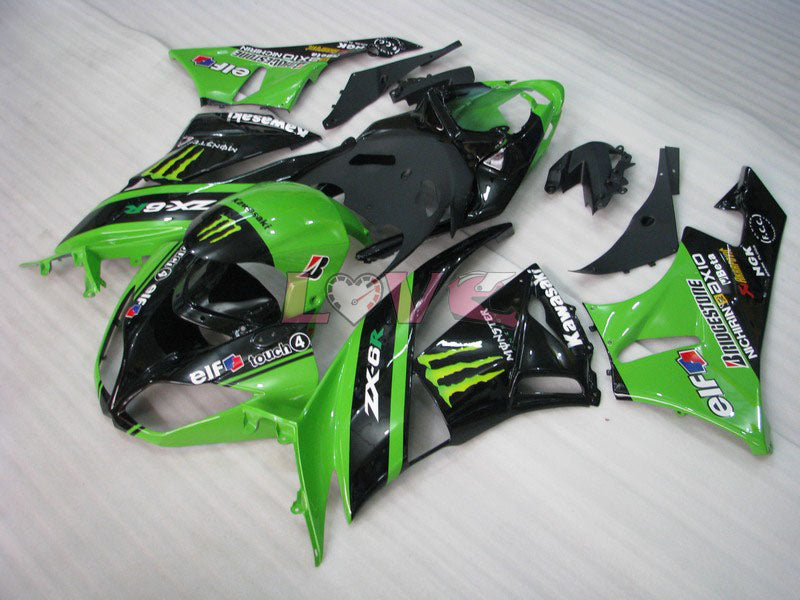 Monster - Green Black Fairings and Bodywork For 2009-2012 NINJA ZX-6R #LF5876