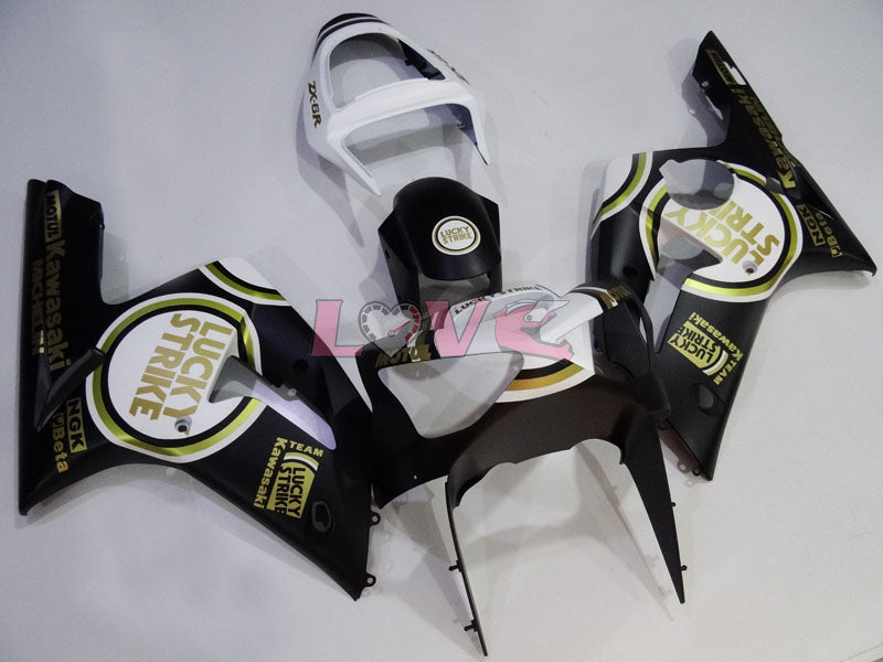 Lucky Strike - White Black Fairings and Bodywork For 2003-2004 NINJA ZX-6R #LF3318