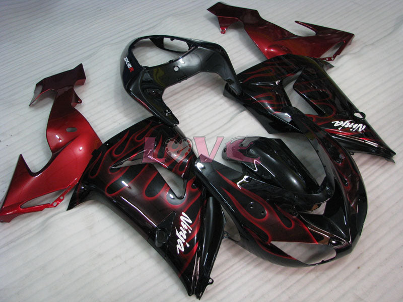 Flame - Red Black Fairings and Bodywork For 2006-2007 NINJA ZX-10R #LF6245