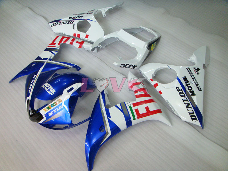 DUNLOP FIAT MOTUL - Blue White Fairings and Bodywork For 2005 YZF-R6 #LF5278