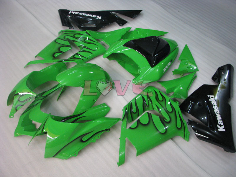 Flame - Green Black Fairings and Bodywork For 2004-2005 NINJA ZX-10R #LF6321