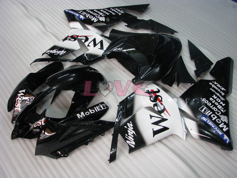 West - White Black Fairings and Bodywork For 2004-2005 NINJA ZX-10R #LF6307