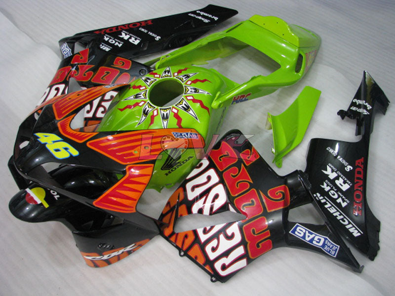 Rossi - Green Black Fairings and Bodywork For 2003-2004 CBR600RR #LF5377