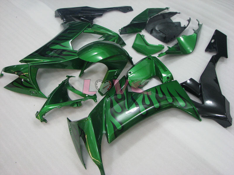 Flame - Green Black Fairings and Bodywork For 2008-2010 NINJA ZX-10R #LF3259