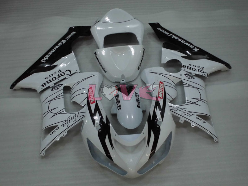 Corona - White Black Fairings and Bodywork For 2005-2006 NINJA ZX-6R #LF3308