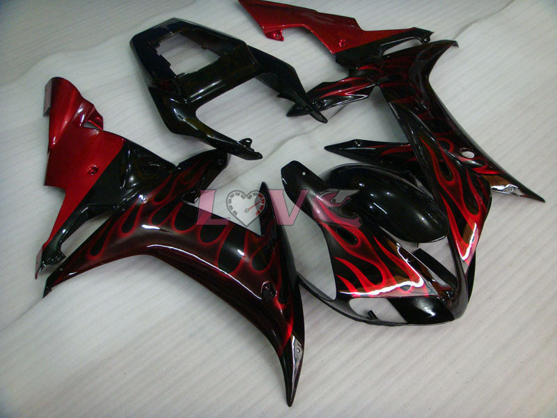 Flame - Red Black Fairings and Bodywork For 2002-2003 YZF-R1 #LF3594