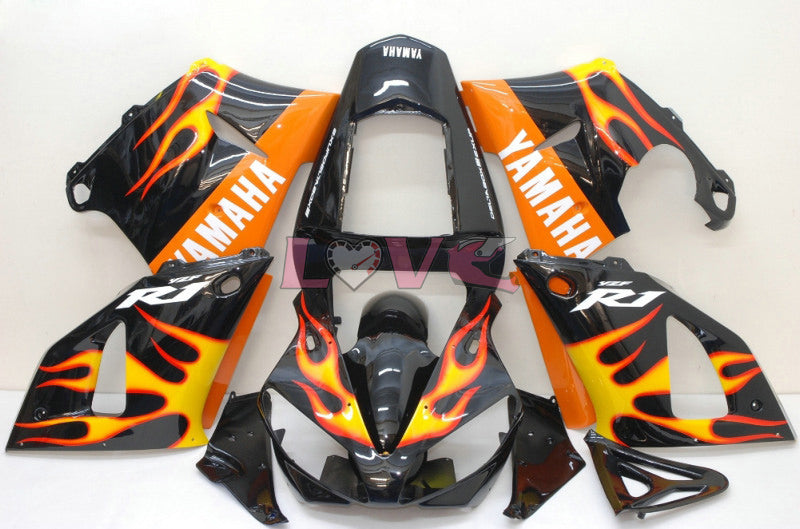 Flame - Yellow Black Fairings and Bodywork For 2000-2001 YZF-R1 #LF7064