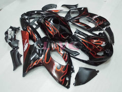 Flame - Orange Black Fairings and Bodywork For 1997-2007 YZF600R #LF7951