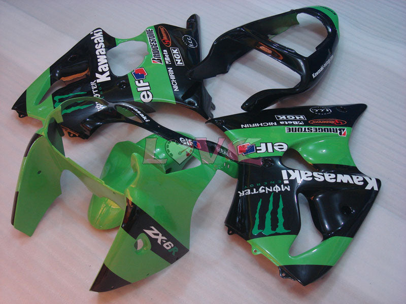 Monster - Green Black Fairings and Bodywork For 2000-2002 NINJA ZX-6R #LF6139