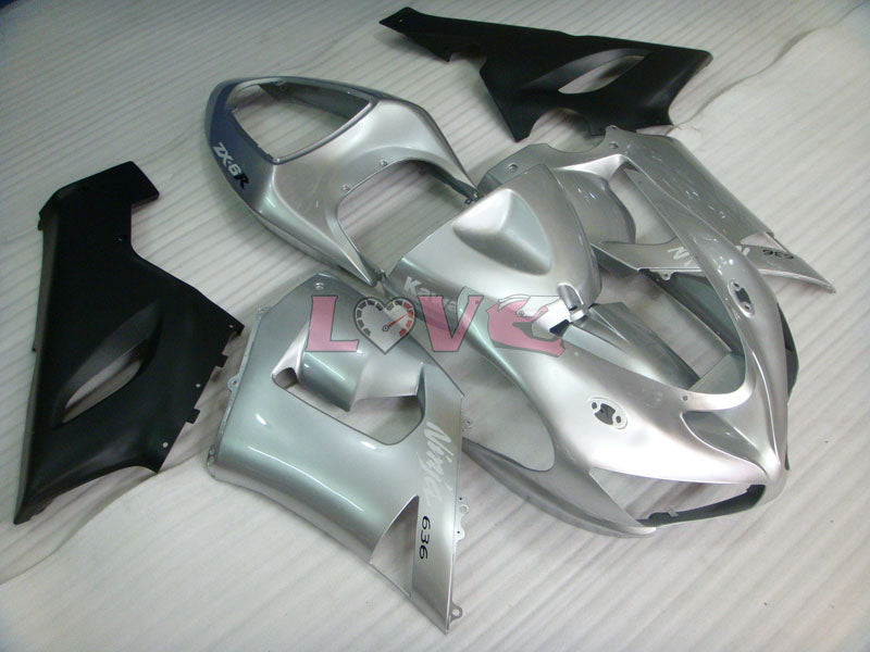 Factory Style - Black Silver Fairings and Bodywork For 2005-2006 NINJA ZX-6R #LF6012