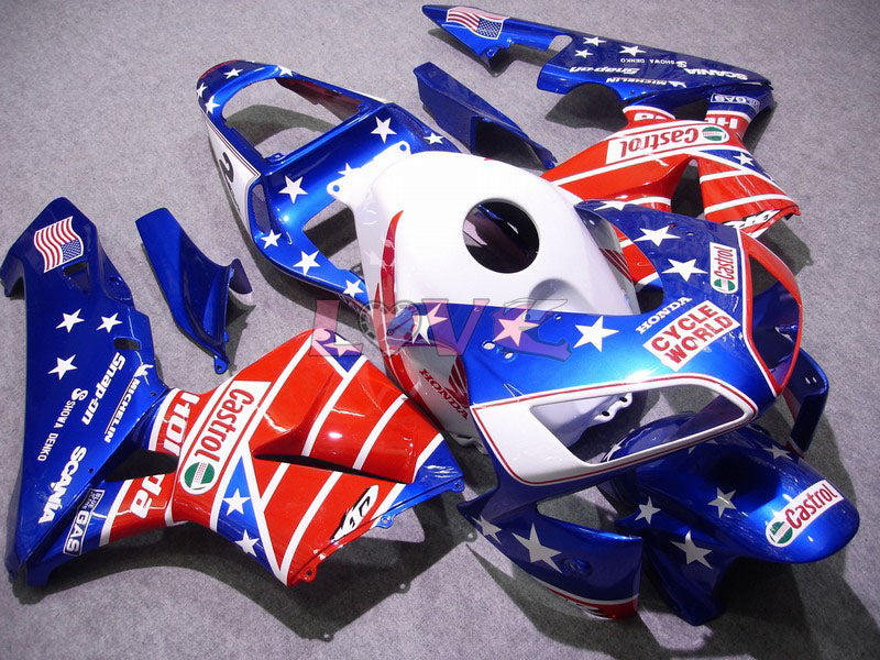 Castrol - Red Blue Fairings and Bodywork For 2003-2004 CBR600RR #LF7599