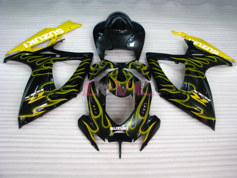 Flame - Yellow Black Fairings and Bodywork For 2006-2007 GSX-R750 #LF6539