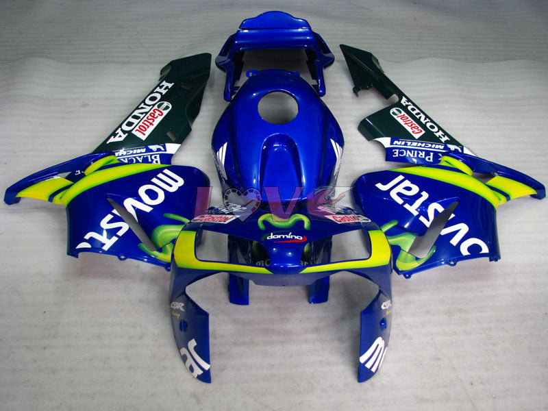 Movistar - Yellow Blue Fairings and Bodywork For 2003-2004 CBR600RR #LF5384