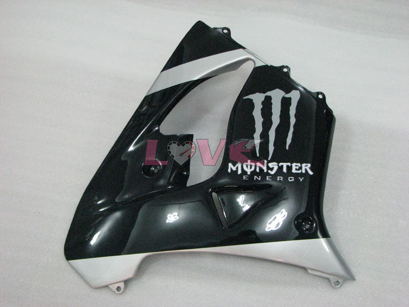 Monster - Black Silver Fairings and Bodywork For 2002-2003 NINJA ZX-9R #LF3291