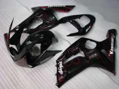 Flame - rojo Negro Fairings and Bodywork For 2003-2004 NINJA ZX-6R #LF6058