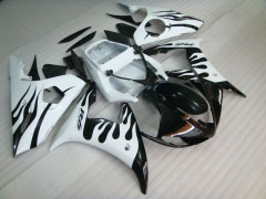 Flame - White Black Fairings and Bodywork For 2005 YZF-R6 #LF5293